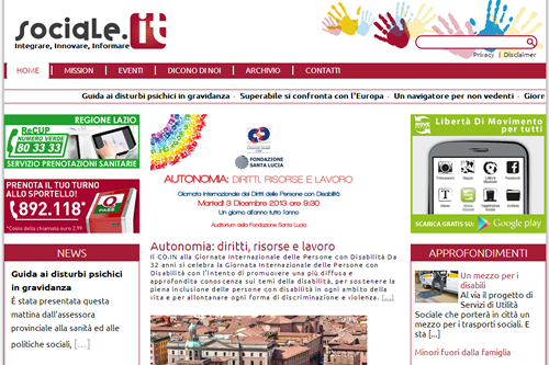 La home page del nuovo sociale.it