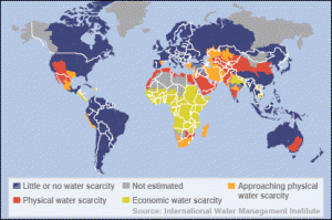 Mappa della carenza d'acqua nel mondo