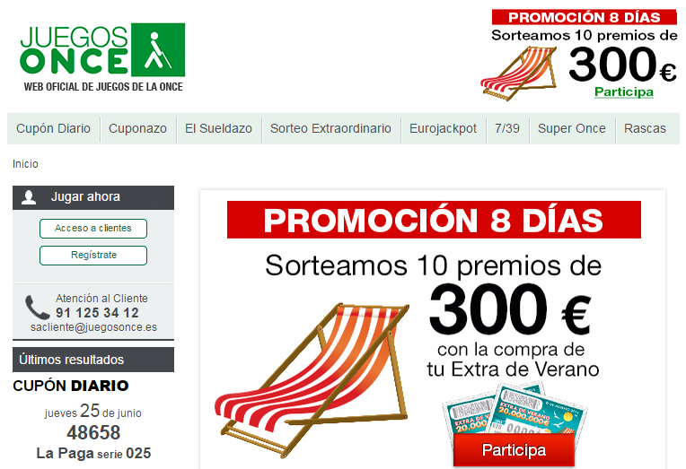 L'Once, l'equivalente iberico di Uici, oltre alla lotteria per la raccolta di fondi gestisce anche giochi on line
