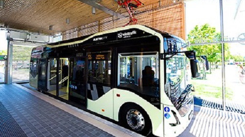 L'autobus 55 di Göteborg all'interno del terminale di partenza