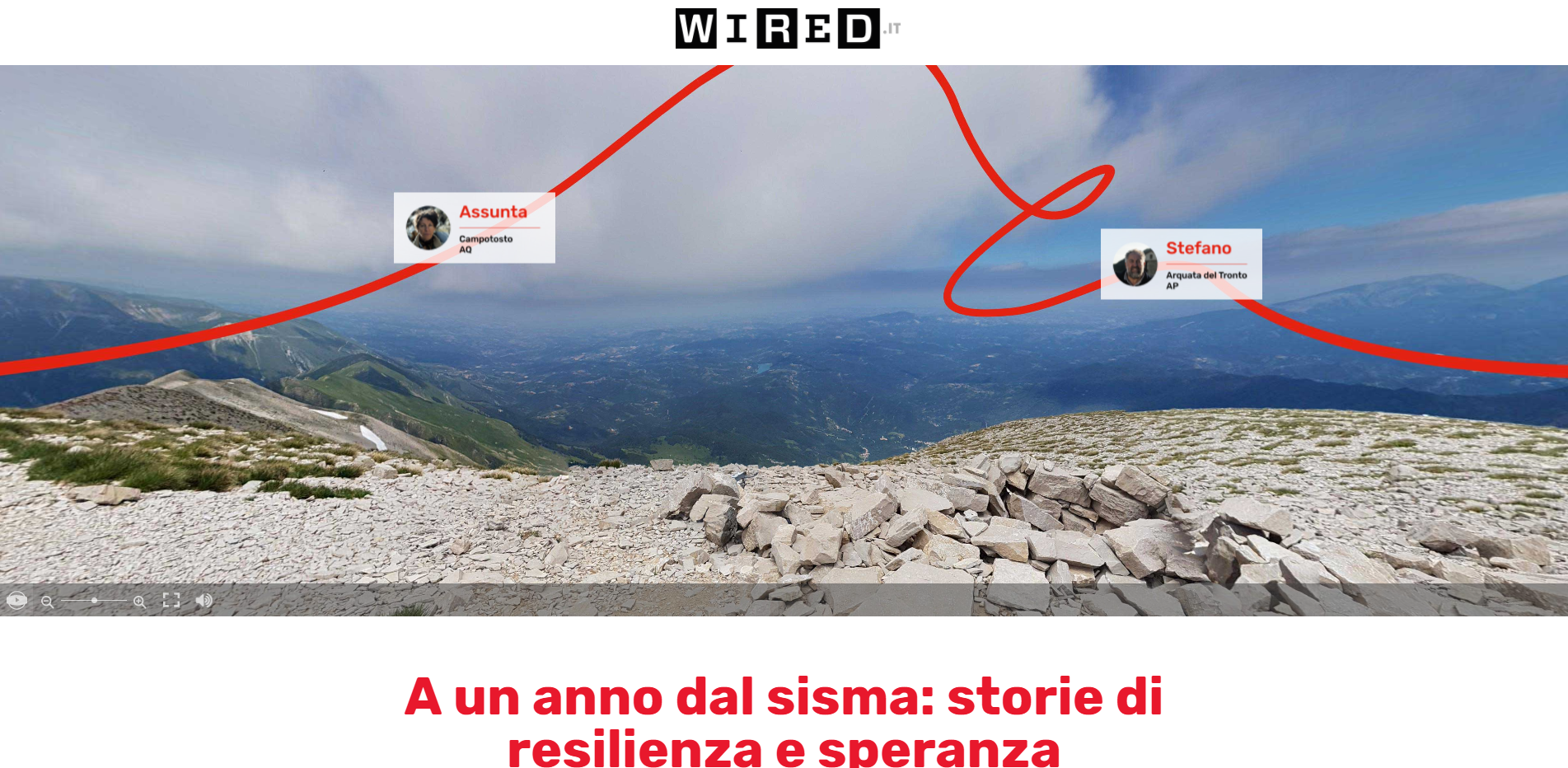 La home Page del Web Doc "Immersi nel Cratere" prodotto da Wired Italia e ActionAid e realizzato da Ivan Giordano e Manolo Luppichini