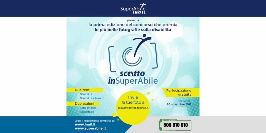 Si chiude il prossimo 20 novembre "scatto inSuperabile", il concorso fotografico di Superabile Inail per reportage e foto sulla disabilitòà