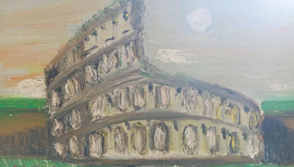 disegno artistico del Colosseo di Roma