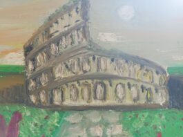 disegno artistico del Colosseo di Roma